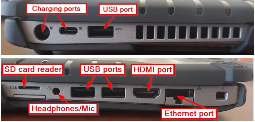Picture of ports on a Chromebook